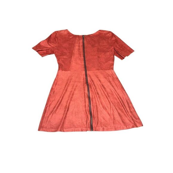NWT ALEXIS X REVOLVE  faux leather suede rose metallic mini dress with zip back - Picture 5 of 8